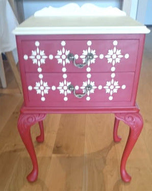 Moroccan pattern stenciled on drawers