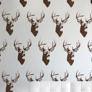 Stag head painted wall stencil