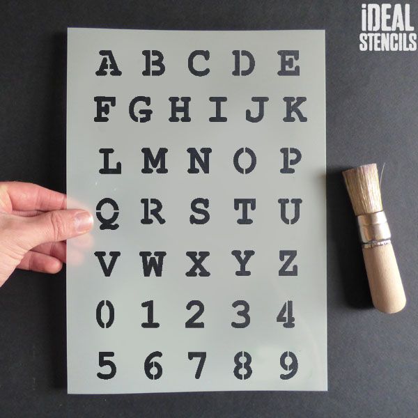 Alphabet Stencil A-Z 0-9 - Typewriter style font | Ideal Stencils