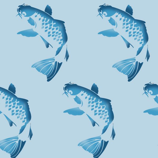 Koi Carp Fish Stencil