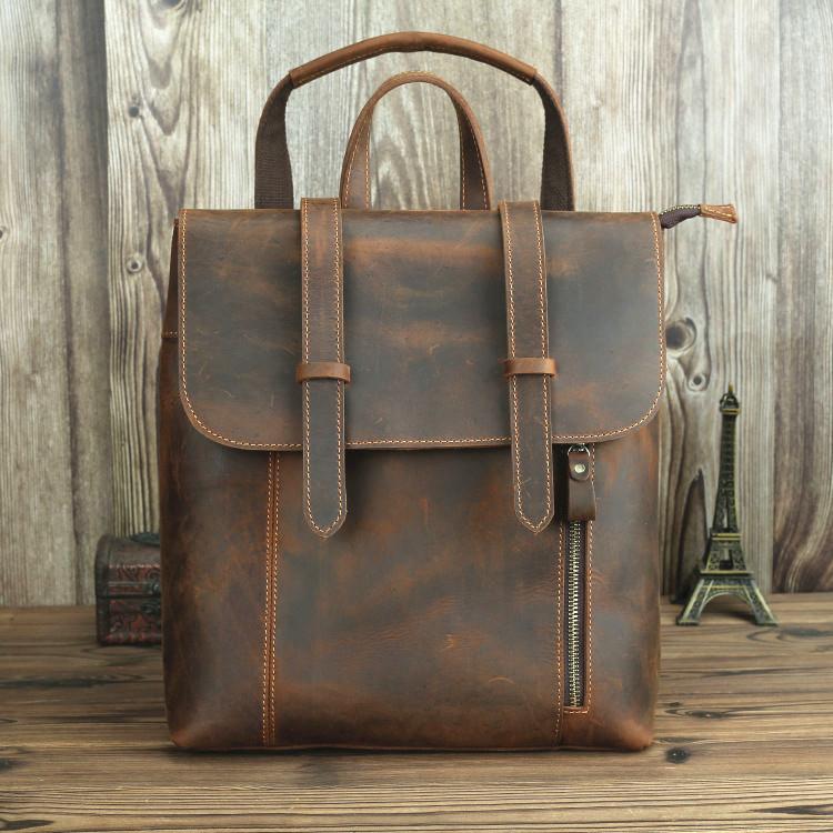 leather computer backpack mens