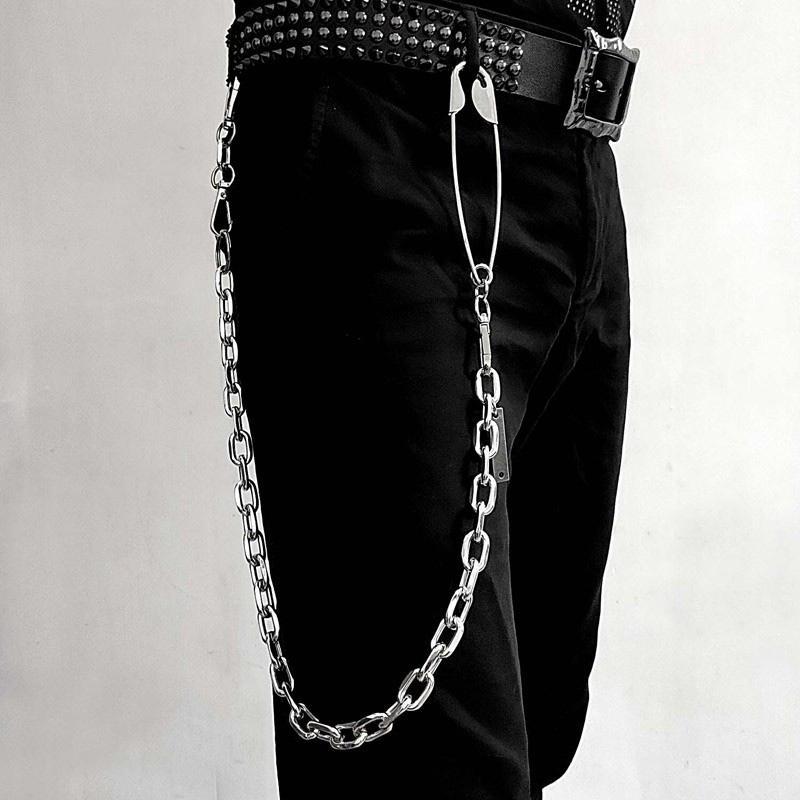 32'' Metal BIKER SILVER WALLET CHAIN LONG Safety Pin PANTS CHAIN Jeans ...