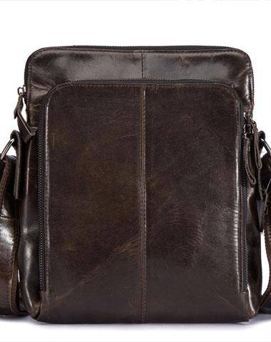 Cool Brown Leather Mens Tablet Messenger Bag Small Side Bag Mini Messe ...