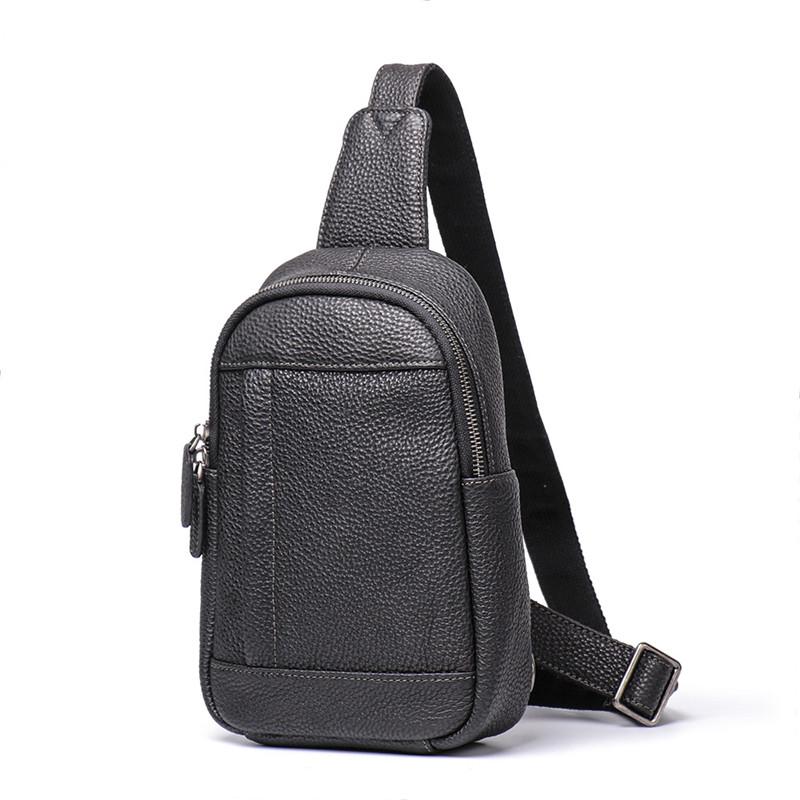 mens black leather sling bag