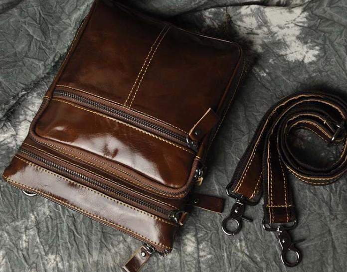 Mens Leather Small Side Bag Messenger Bag Courier bag for Men ...