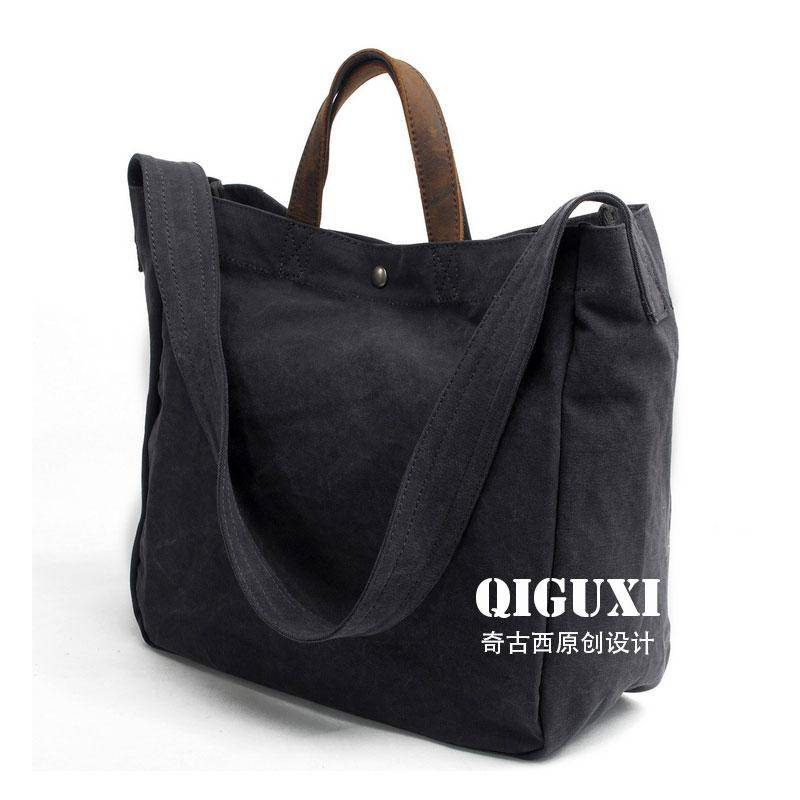 black canvas shopper bag