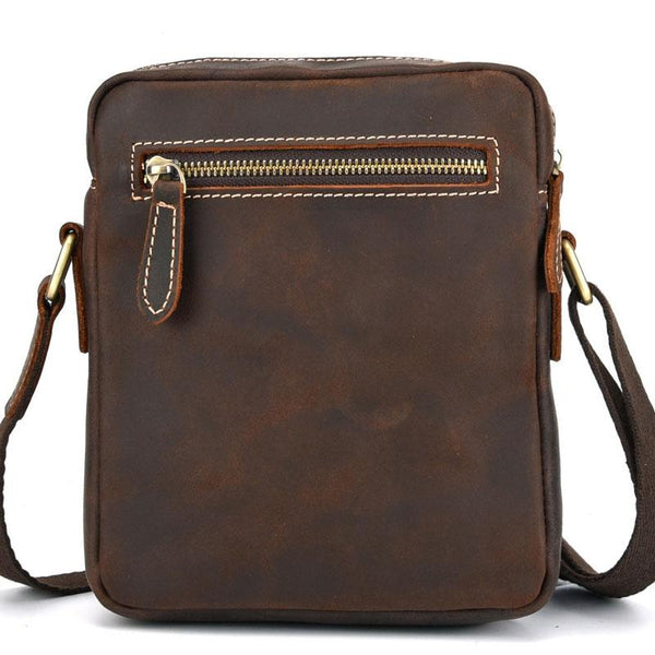 Cool Dark Brown Leather Mens Small Messenger Bags Cool Side Bag Tablet ...