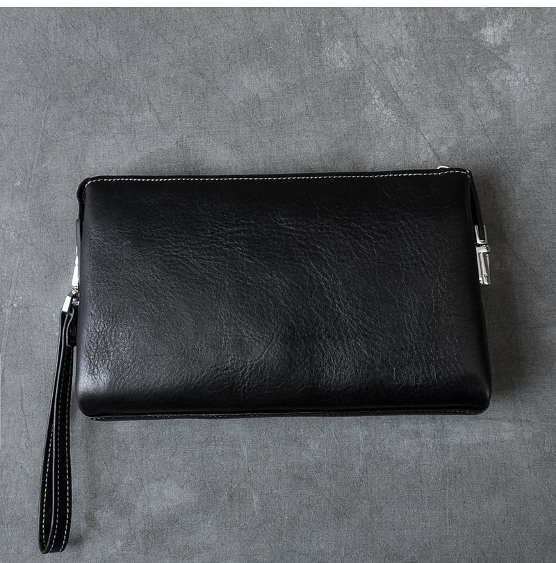 Black Leather Mens Brown Business Long Wallet Clutch Bag Wristlet Wall ...