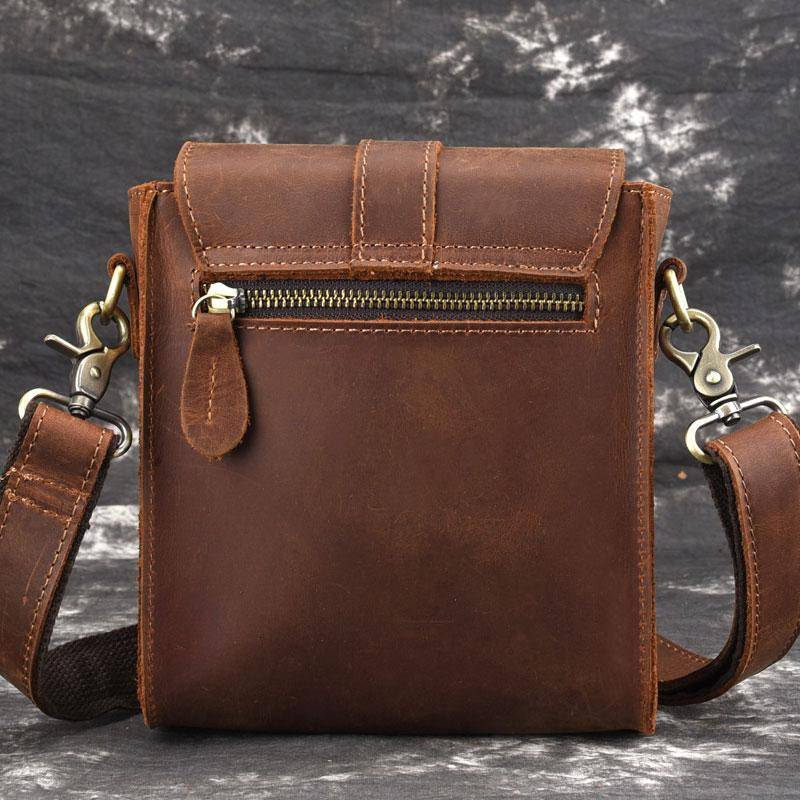Cool Vintage Brown Leather Mens Tablet Messenger Bag Small Side Bag Me ...