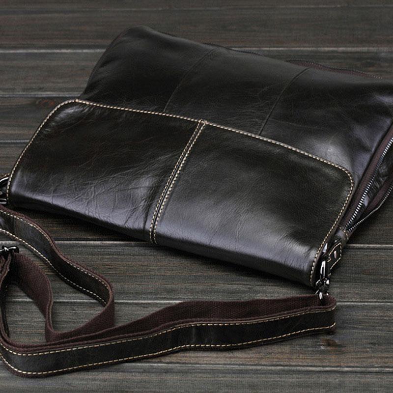 small black leather messenger bag