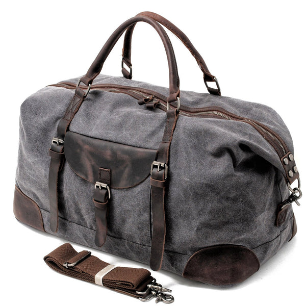 Cool Waxed Canvas Leather Mens Large Travel Weekender Bag Waterproof D ...