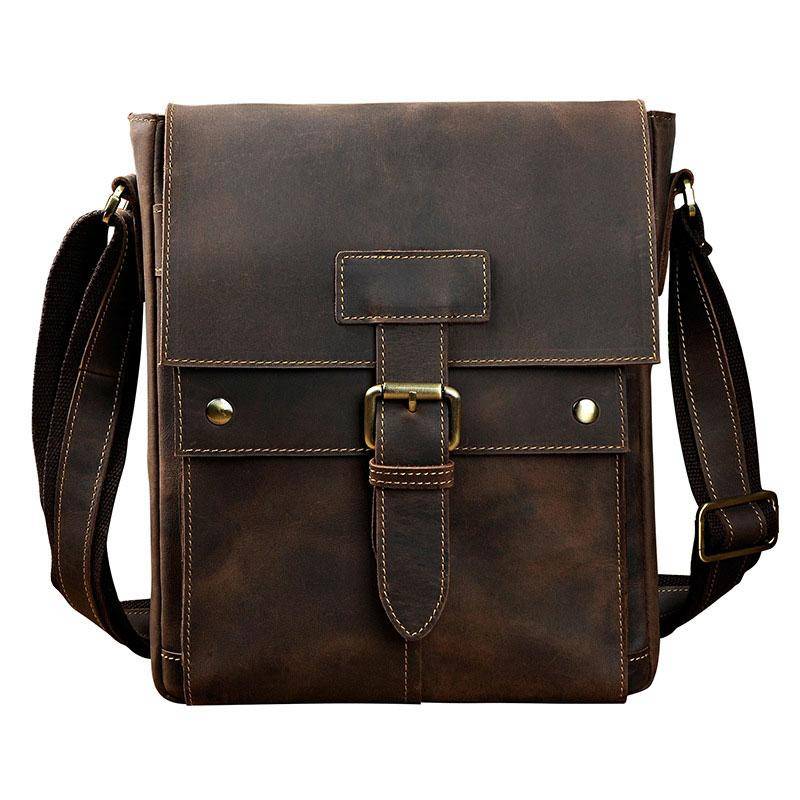 Cool Retro Leather Mens Tablet Messenger Bag Small Side Bag Messenger ...