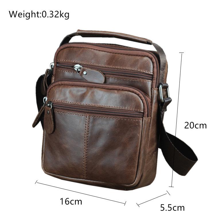 BROWN LEATHER MEN'S Small Side bag Vertical Courier Bag MESSENGER BAG ...