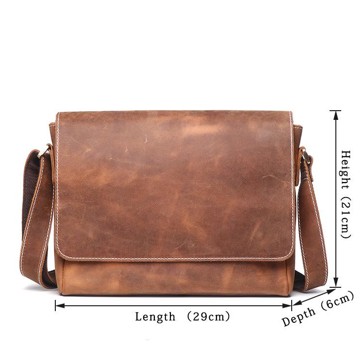 Brown Leather Mens 10 inches SMall Laptop Side Bag Courier Bag Messeng ...