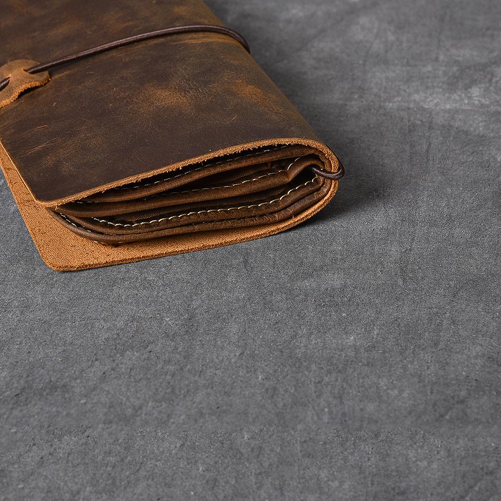 Brown Leather Mens Bifold Canvas Travel Clutch Bag Long Wallet For Men ...