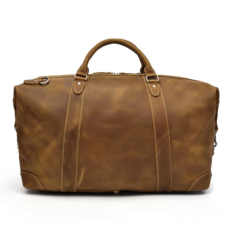 Casual Brown Leather Men Handbag Overnight Bags Travel Bags Weekender ...