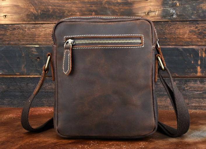 Cool Dark Brown Leather Mens Small Messenger Bags Cool Side Bag Tablet ...