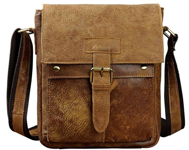 Cool Retro Leather Mens Tablet Messenger Bag Small Side Bag Messenger ...