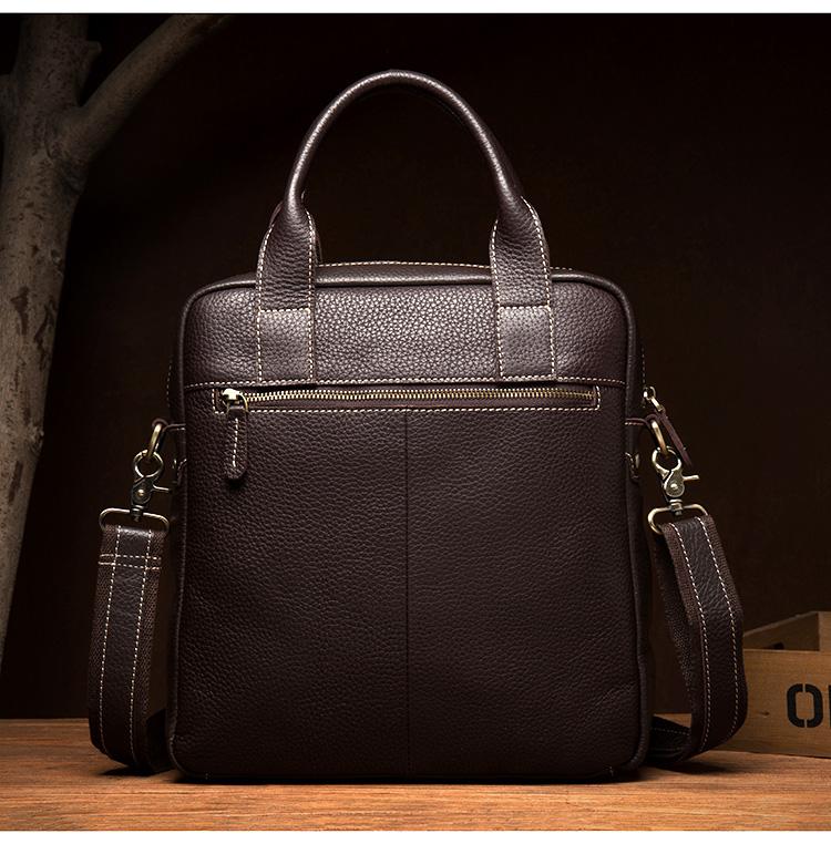 Fashion Black Leather 12 inches Vertical Briefcase Work Shoulder Bag B ...