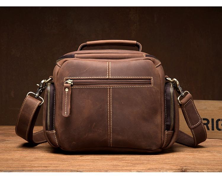 Vintage Dark Brown Leather Mens Camera Shoulder Bag Small Messenger Ba ...