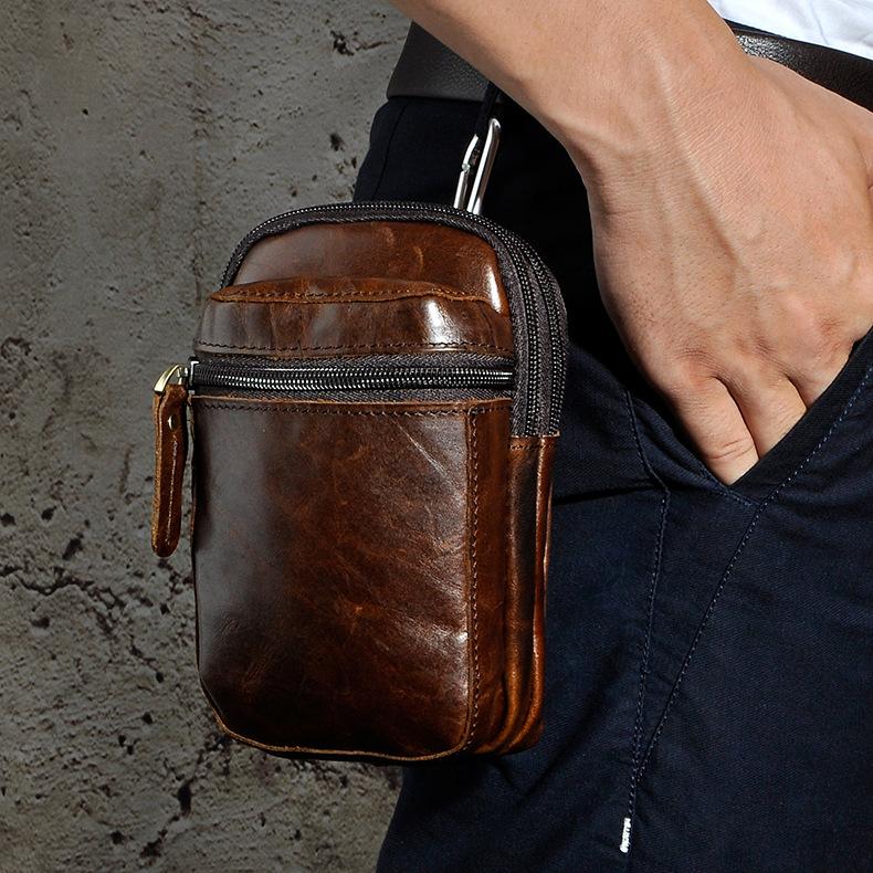 Leather Belt Pouch Mens Waist Bag Small Case for Men – imessengerbags