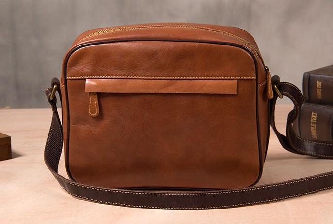 Leather Mens Brown Messenger Bag Shoulder Bag Crossbody Bag for Men ...