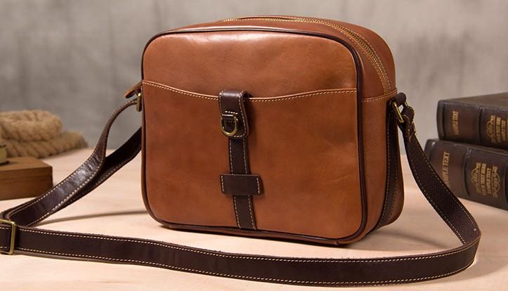 Leather Mens Brown Messenger Bag Shoulder Bag Crossbody Bag for Men ...