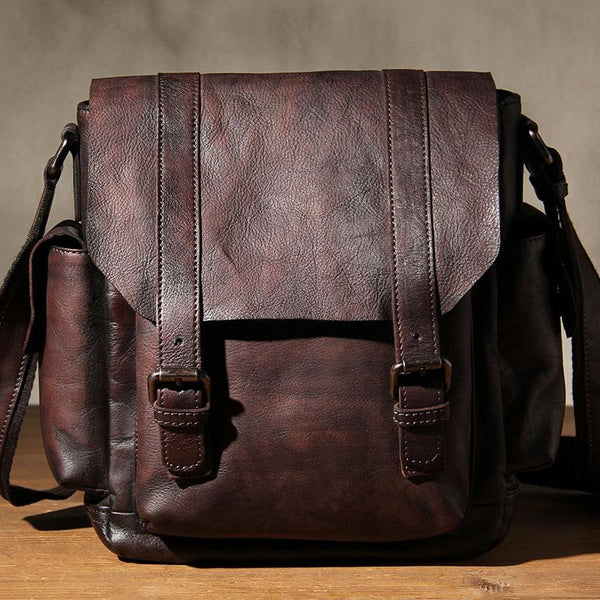 Leather Mens Cool Messenger Bag Shoulder Bag Vintage Crossbody Bag for ...