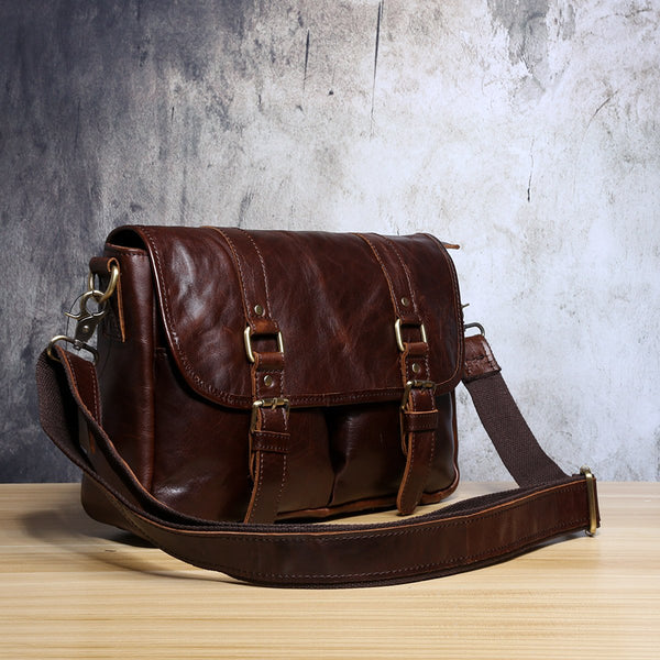 Genuine Leather Mens Cool Messenger Bag Chest Bag Bike Bag Cycling Bag ...