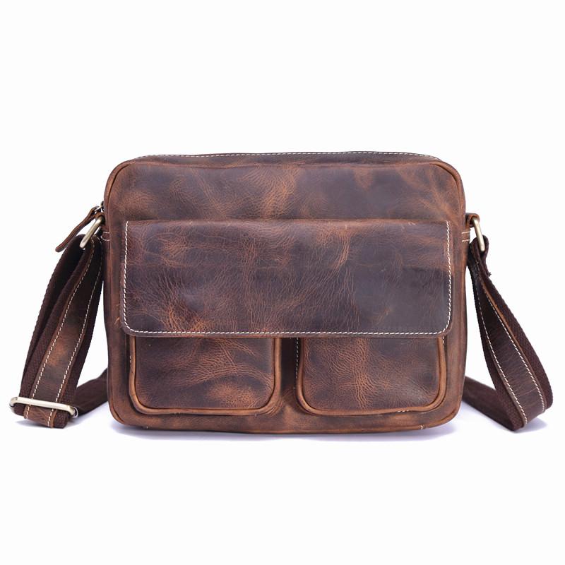 Genuine Leather Mens Cool Messenger Bag SHOULDER BAG CHEST BAG BIKE BA ...