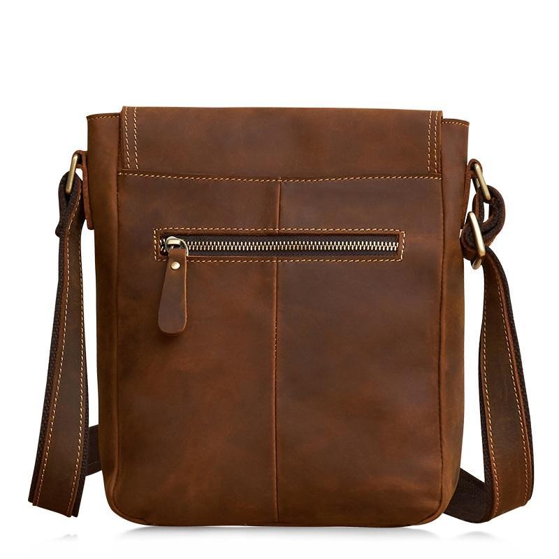 Vintage Leather Small Messenger Bag Shoulder Bag Crossbody For Men ...