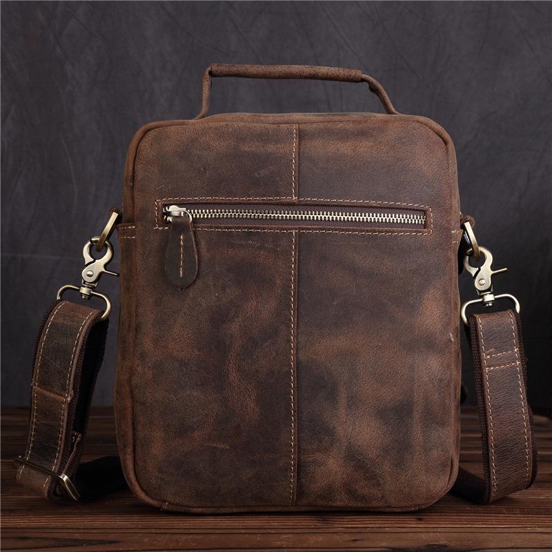 Vintage Leather Small Messenger Bag Shoulder Bag Handbag For Men ...