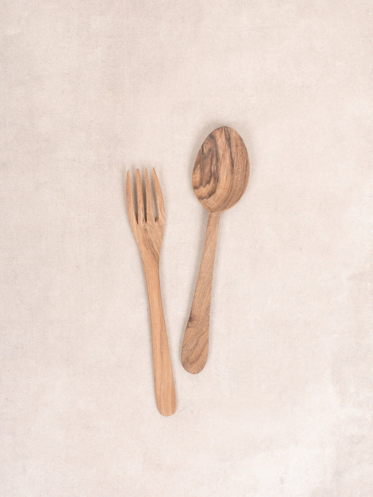 Olive Wood Set of Spoon, Fork and Cake Slicer - Bethlehem Fair