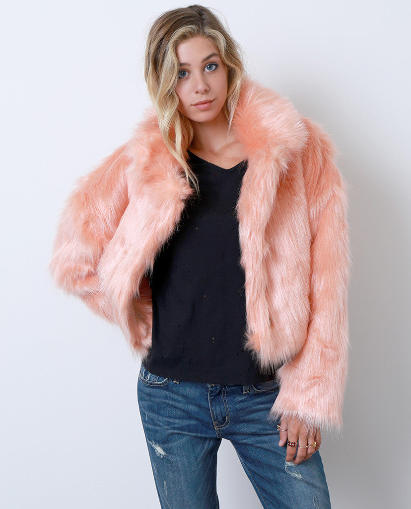 Flirty Femme Faux Fur Coat - Orange – Piin | www.ShopPiin.com