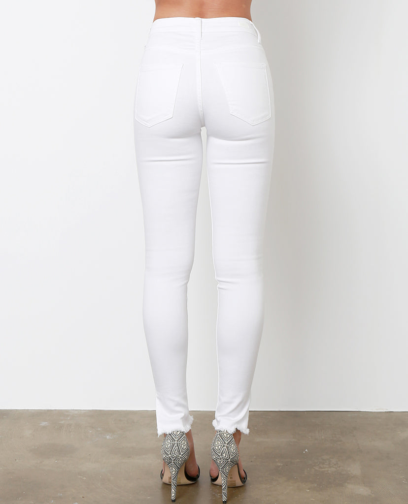high waisted white skinny jeans