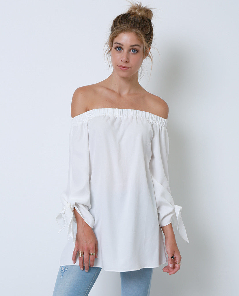 Have In Common Off-Shoulder Tunic Top - White – Piin | www.ShopPiin.com