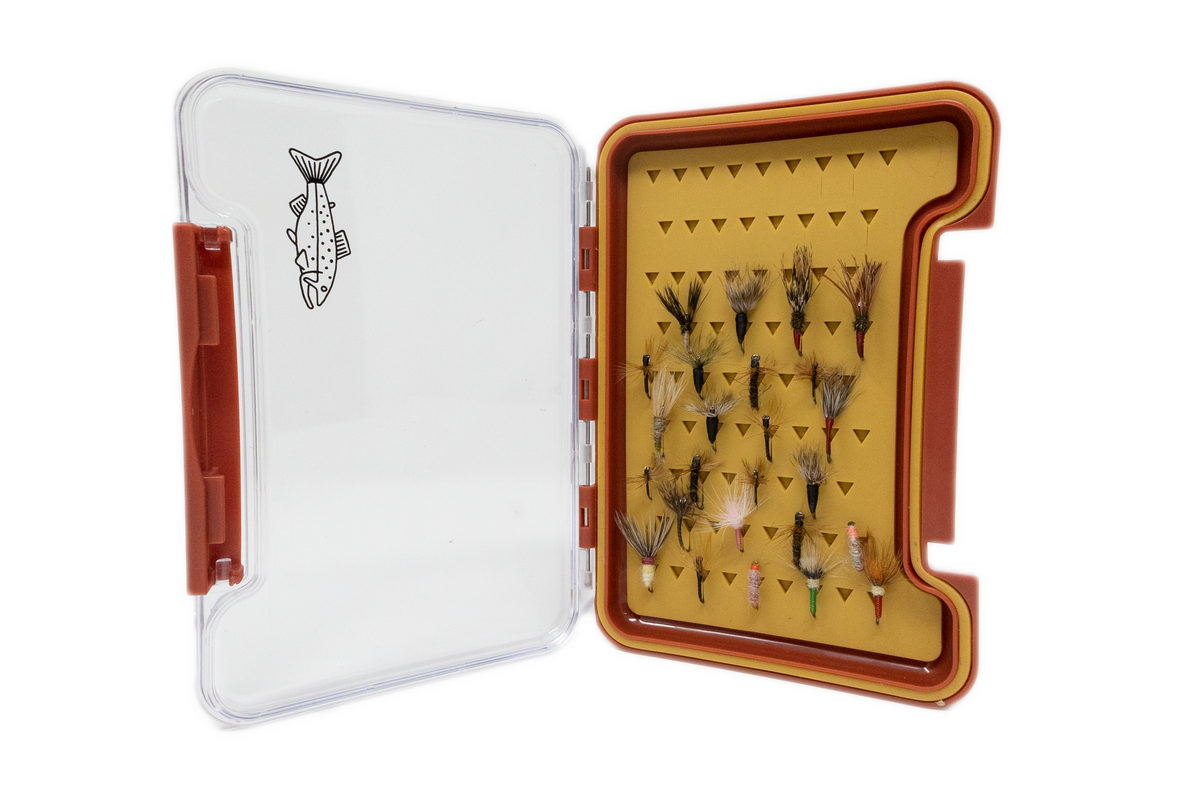 Fly-Fishing : fly boxes , three assorted boxes and flies to include :an RW  aluminium box with approx