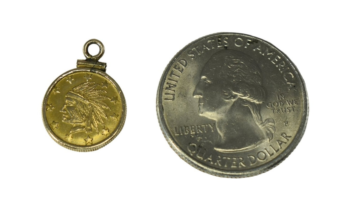 Antique 1849 California Gold Rush Round Series Gold Coin Token Indian ...