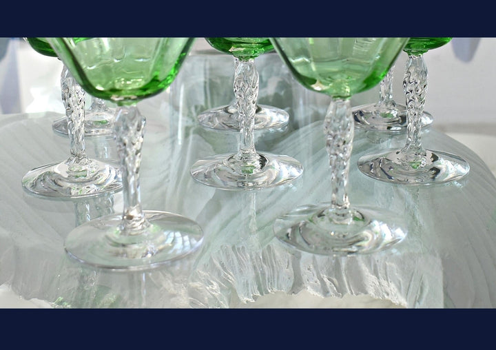 Vintage Fostoria Green Optic Champagne Glasses 5097-5297 Set of 8, Art ...