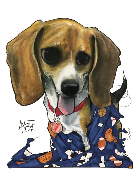 Custom Dog Pet Portrait by Canine Caricatures artist John LaFree