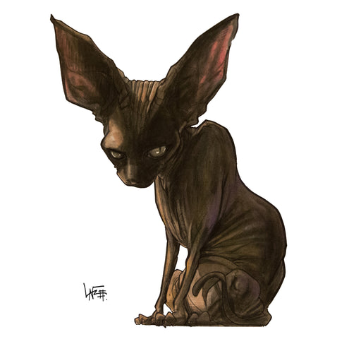 sphynx cat caricature pet portrait by John LaFree