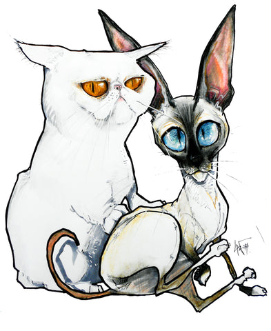 Cat caricature illustration by John LaFree