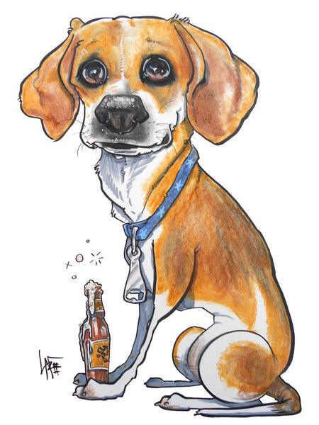 Beagle "Canine Caricature" Pet Portraits by John LaFree