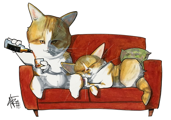 Custom Cat Pet Portrait by Canine Caricatures artist John LaFree