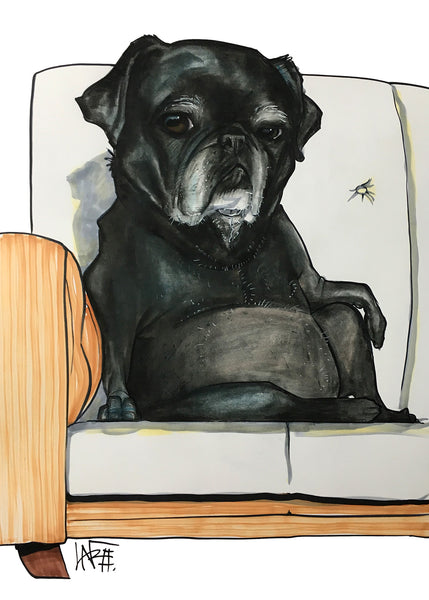 pug pet portrait by canine caricatures john lafree