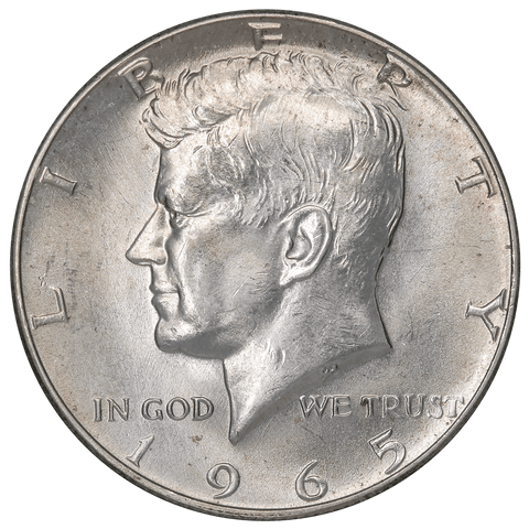 1965 brilliant struck reverse kennedy dollar half through error uncirculated