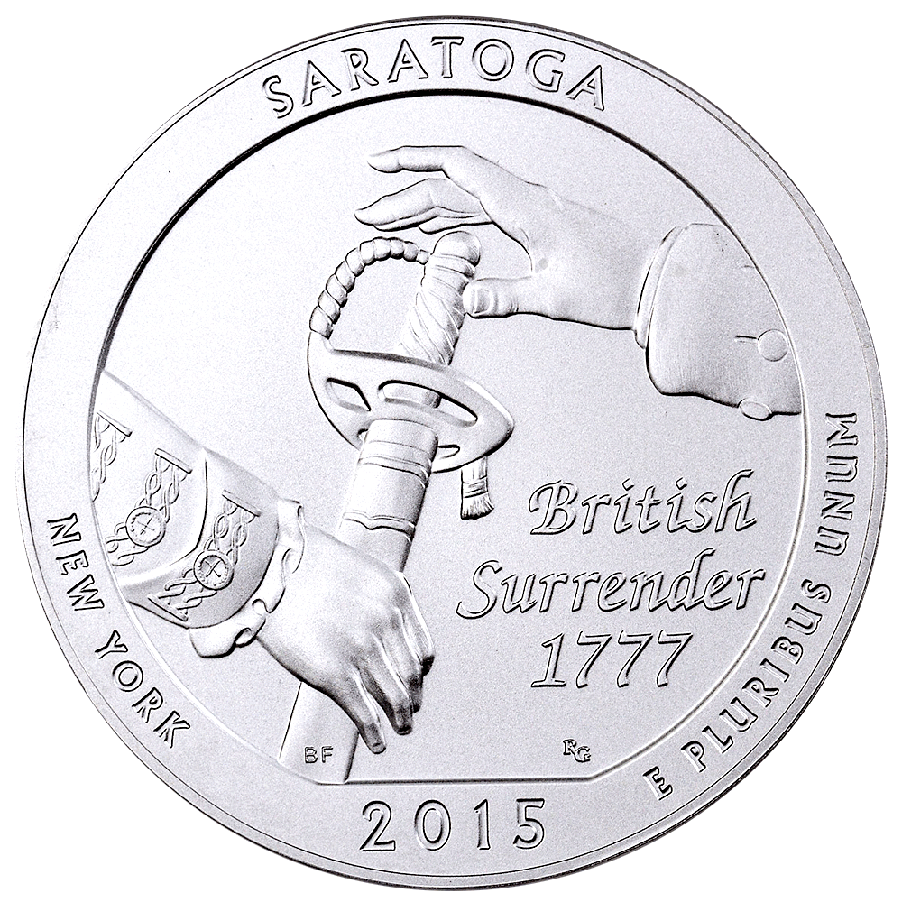 2015 Saratoga America The Beautiful 5 oz Silver Quarter - Gem Uncircul