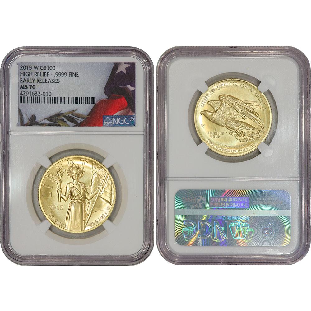 2015 W 100 American Liberty 1 Oz Gold High Relief Coin Ngc Ms 70