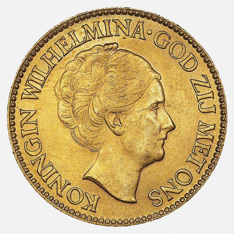 Netherlands 10 Guilder Queen Gold Coin Pq Brilliant Uncirculated 