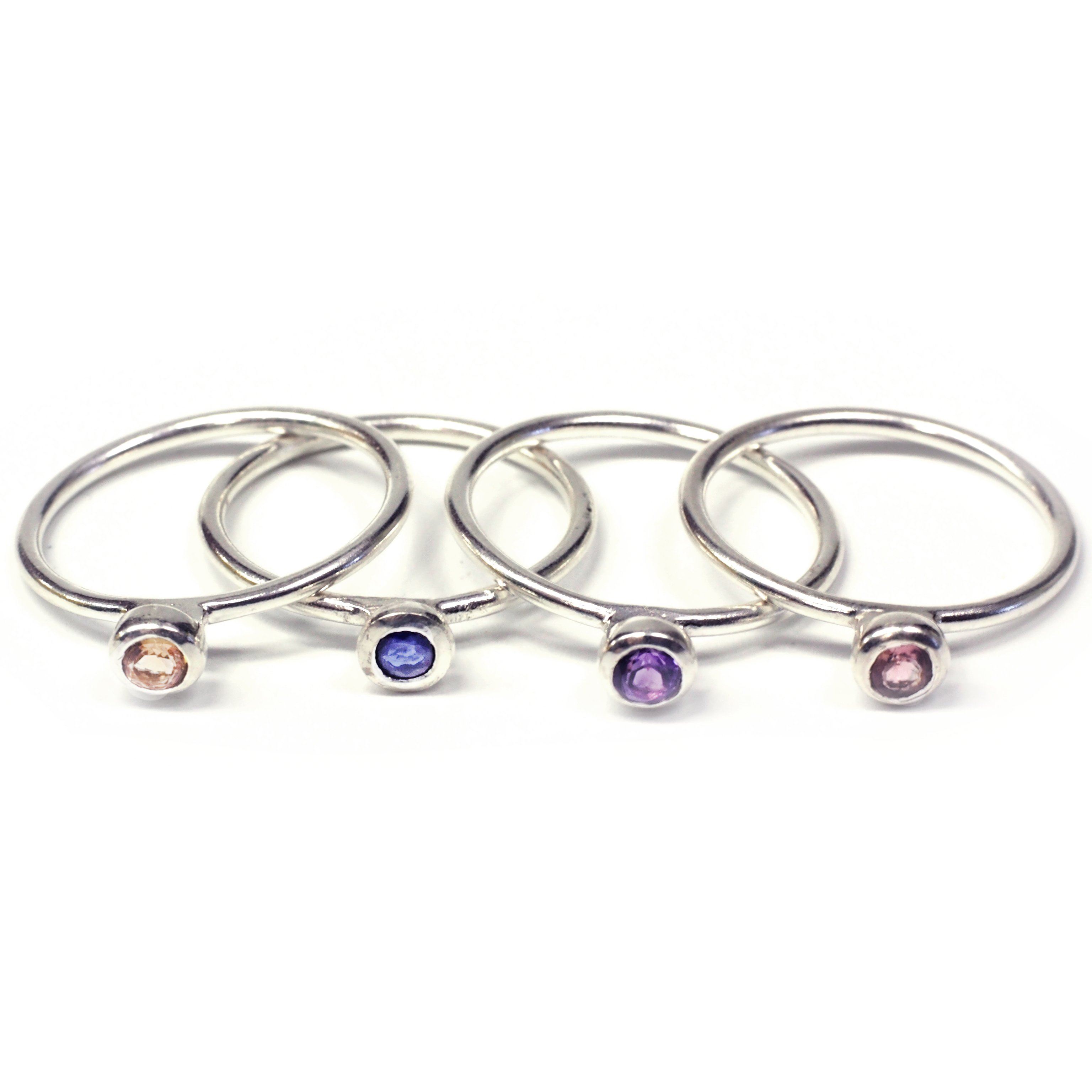 Set of 4 Silpada Sterling Gemstone 